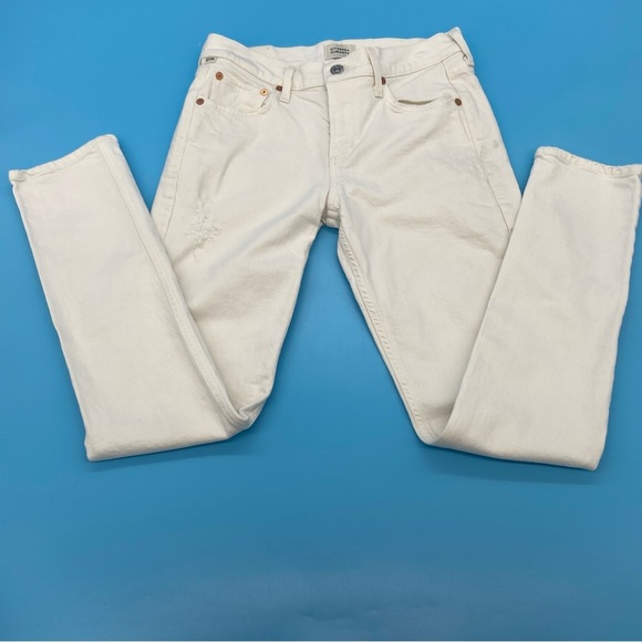 Citizens Of Humanity Distressed Racer White Jeans Size 25 - Picture 6 of 11